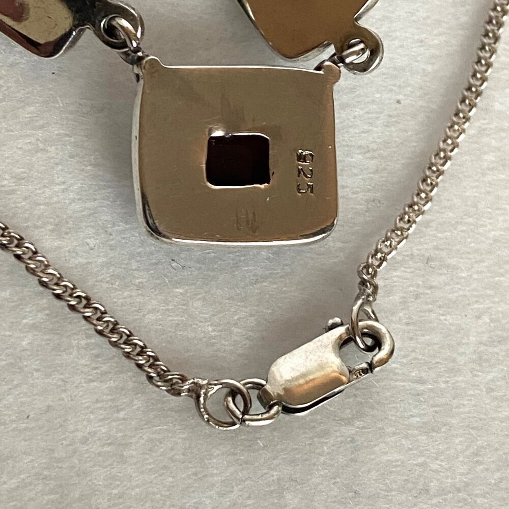 Sterling Silver 925 Rectangular Bezel Set 3 Stone… - image 8